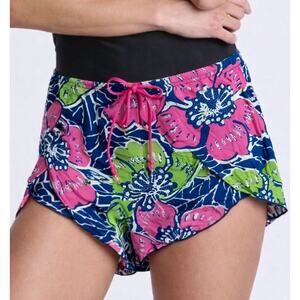 Indah Basso Shorts Beachy Pink Blue Drawstring Boho Sz S Lounge